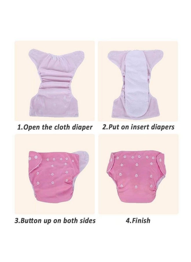CSKB Baby Cloth Diapers Washable Reusable Diapers for Baby Girls and Boys, One Size Adjustable 7 Pack with 7 Inserts and 1 Storage Bag  - Image 4
