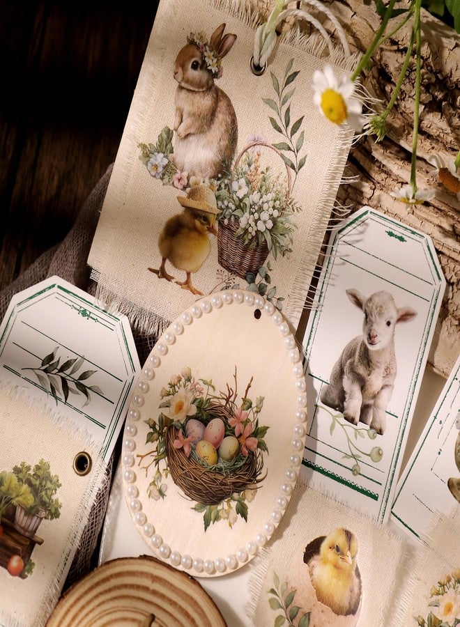 CATaireen Spring Easter Crafts Rub On Transfers Sticker Vintage Floral Farm Rabbit Cow Decal DIY Egg Cute Bunny Use for Fabric Clay Paper Wood Holiday Scrapbooking Embellishments (Small 2 Sheets) - Image 5