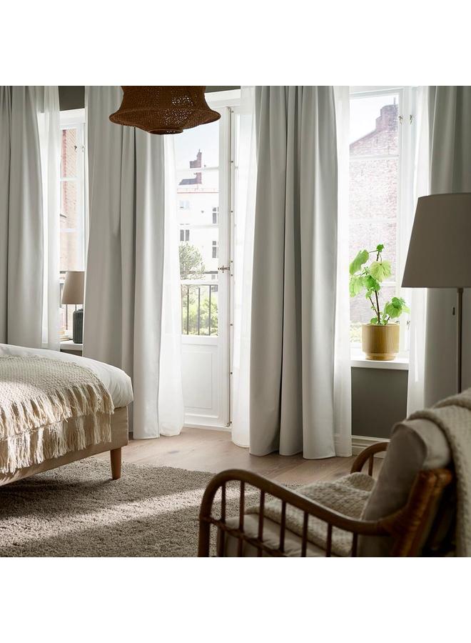 إيروريكس ستائر معتمة، زوج واحد، أبيض/مع شريط رأسي، 145x300 سم - Image 2