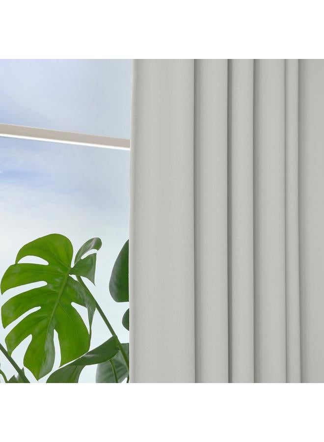 إيروريكس ستائر معتمة، زوج واحد، أبيض/مع شريط رأسي، 145x300 سم - Image 4