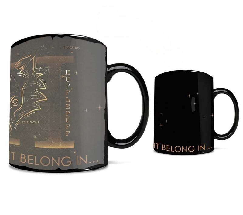 Morphing Mugs Harry Potter Celestial Hogwarts Houses Hufflepuff Sorting Hat 16 oz Large Ceramic Heat Sensitive Clue Mug Full image revealed when HOT liquid is added