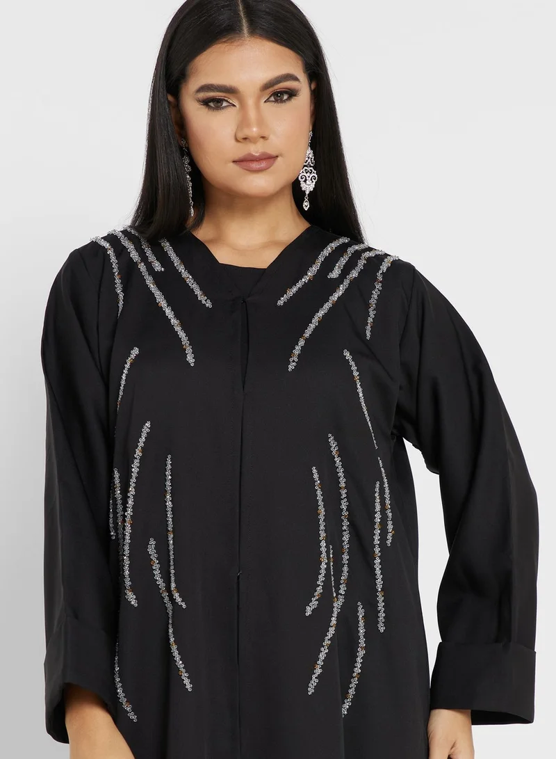 Khizana Embellished Detail Abaya With Sheila