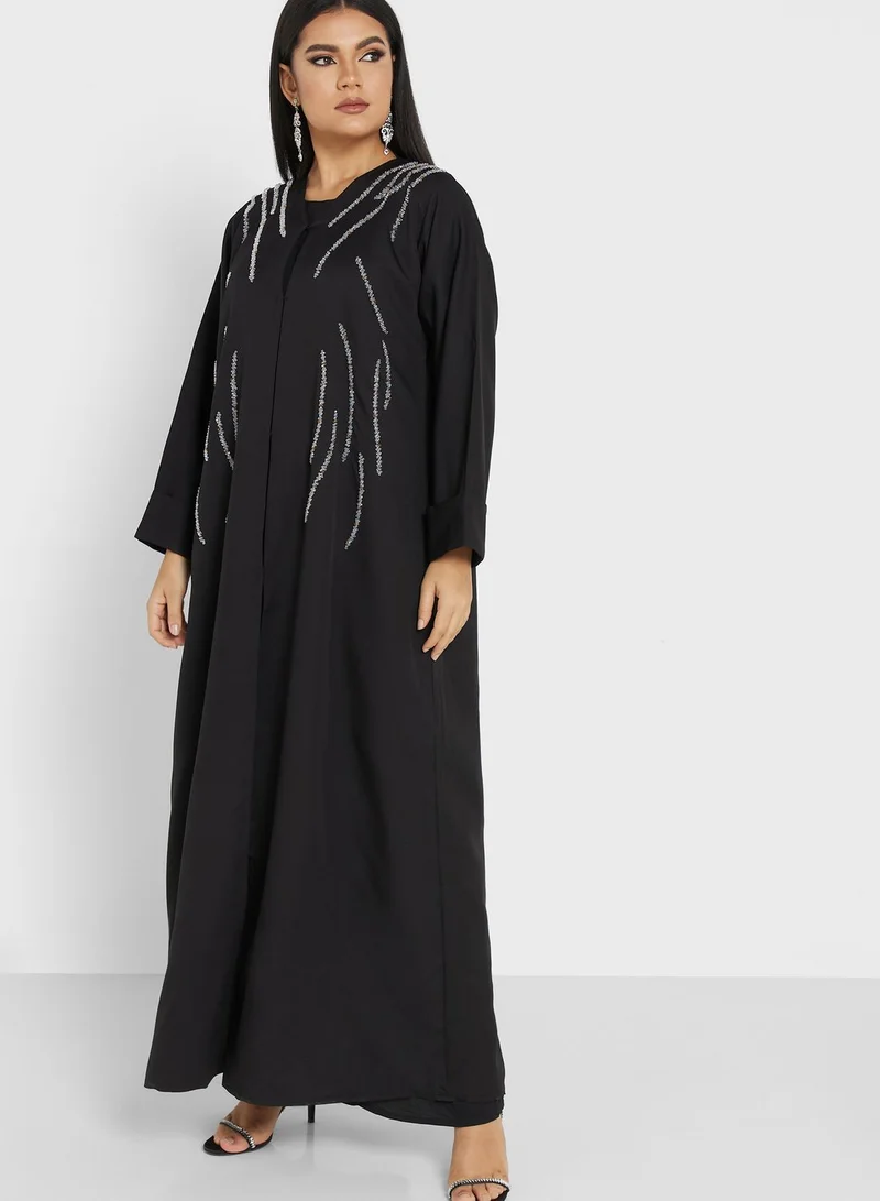 Khizana Embellished Detail Abaya With Sheila