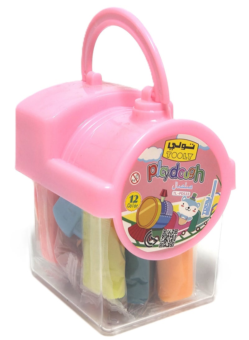 TOOLY Play Dough Toy Set in Train-Shaped Container with 3D Vehicles and Animal Molds 12 color - Image 4