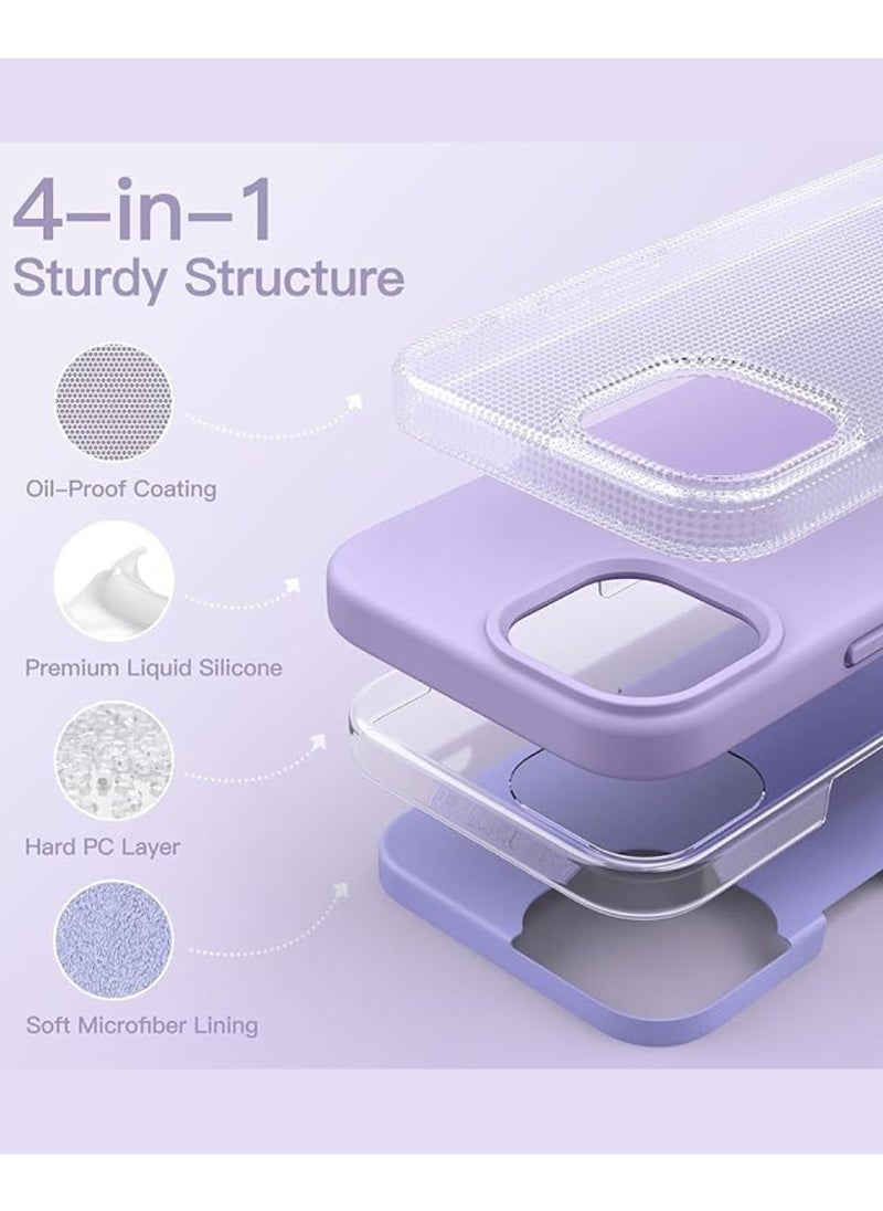 iPhone 15 Plus Case Silicone Phone Case Shockproof Protective Case Cover Anti-Scratch Microfiber Lining 4 Layers Ultra Slim iPhone Case 6.7 Inch iPhone 15 Plus Silicone Case Purple
