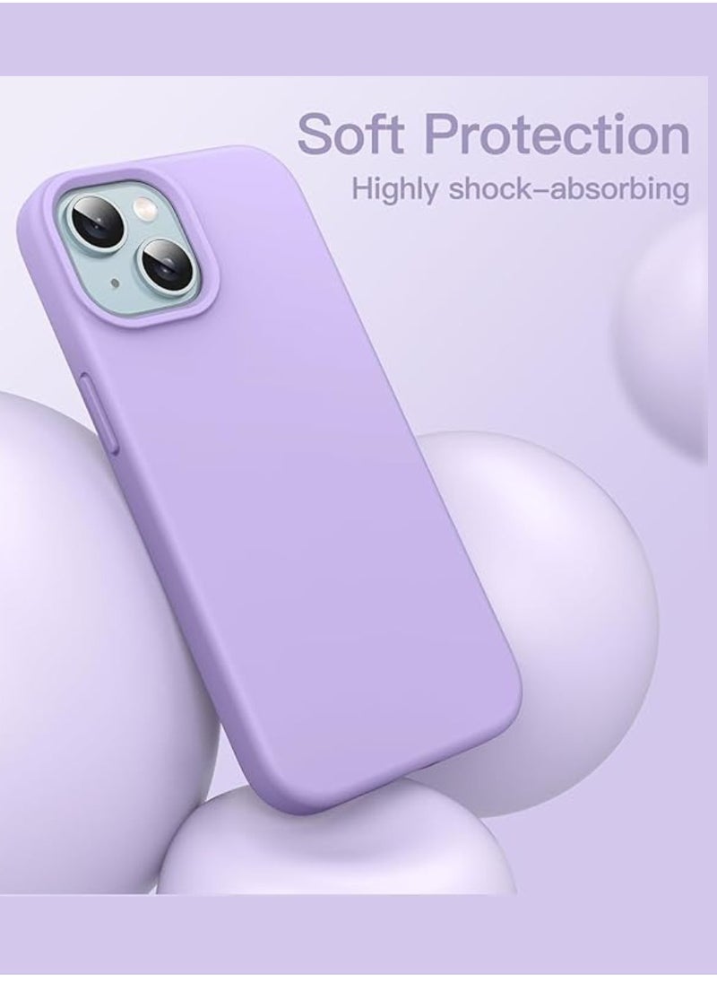 iPhone 15 Plus Case Silicone Phone Case Shockproof Protective Case Cover Anti-Scratch Microfiber Lining 4 Layers Ultra Slim iPhone Case 6.7 Inch iPhone 15 Plus Silicone Case Purple