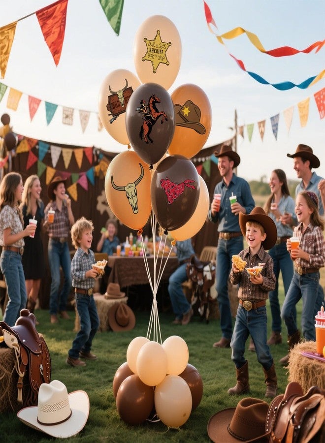ELEFOCUS Cowboy Theme Balloons for Western Farm Party Decorations, Tan Coffee Balloon Designed Specifically for Western Party, 12inch Latex 24pcs Balloons for Party Supply - Image 4