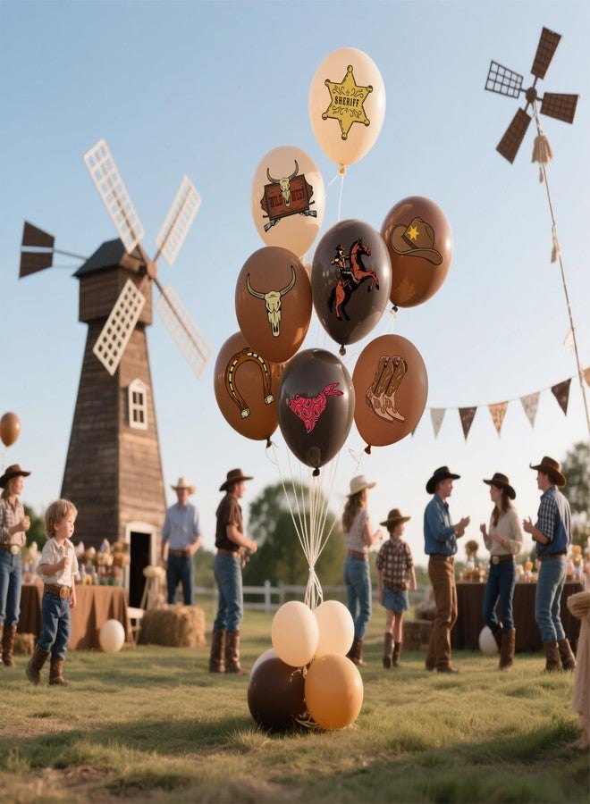 ELEFOCUS Cowboy Theme Balloons for Western Farm Party Decorations, Tan Coffee Balloon Designed Specifically for Western Party, 12inch Latex 24pcs Balloons for Party Supply - Image 5