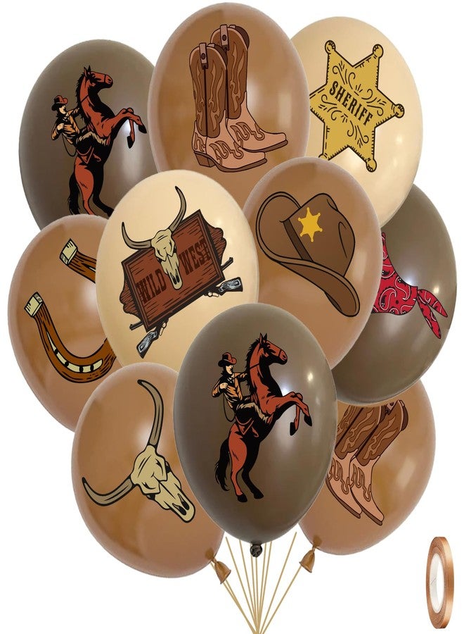 ELEFOCUS Cowboy Theme Balloons for Western Farm Party Decorations, Tan Coffee Balloon Designed Specifically for Western Party, 12inch Latex 24pcs Balloons for Party Supply - Image 1