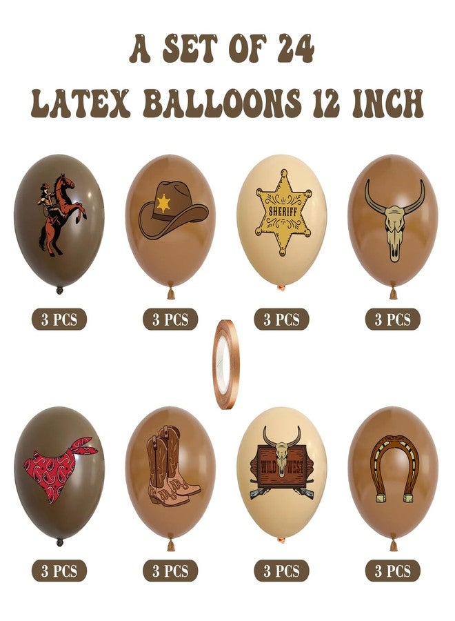 ELEFOCUS Cowboy Theme Balloons for Western Farm Party Decorations, Tan Coffee Balloon Designed Specifically for Western Party, 12inch Latex 24pcs Balloons for Party Supply - Image 2