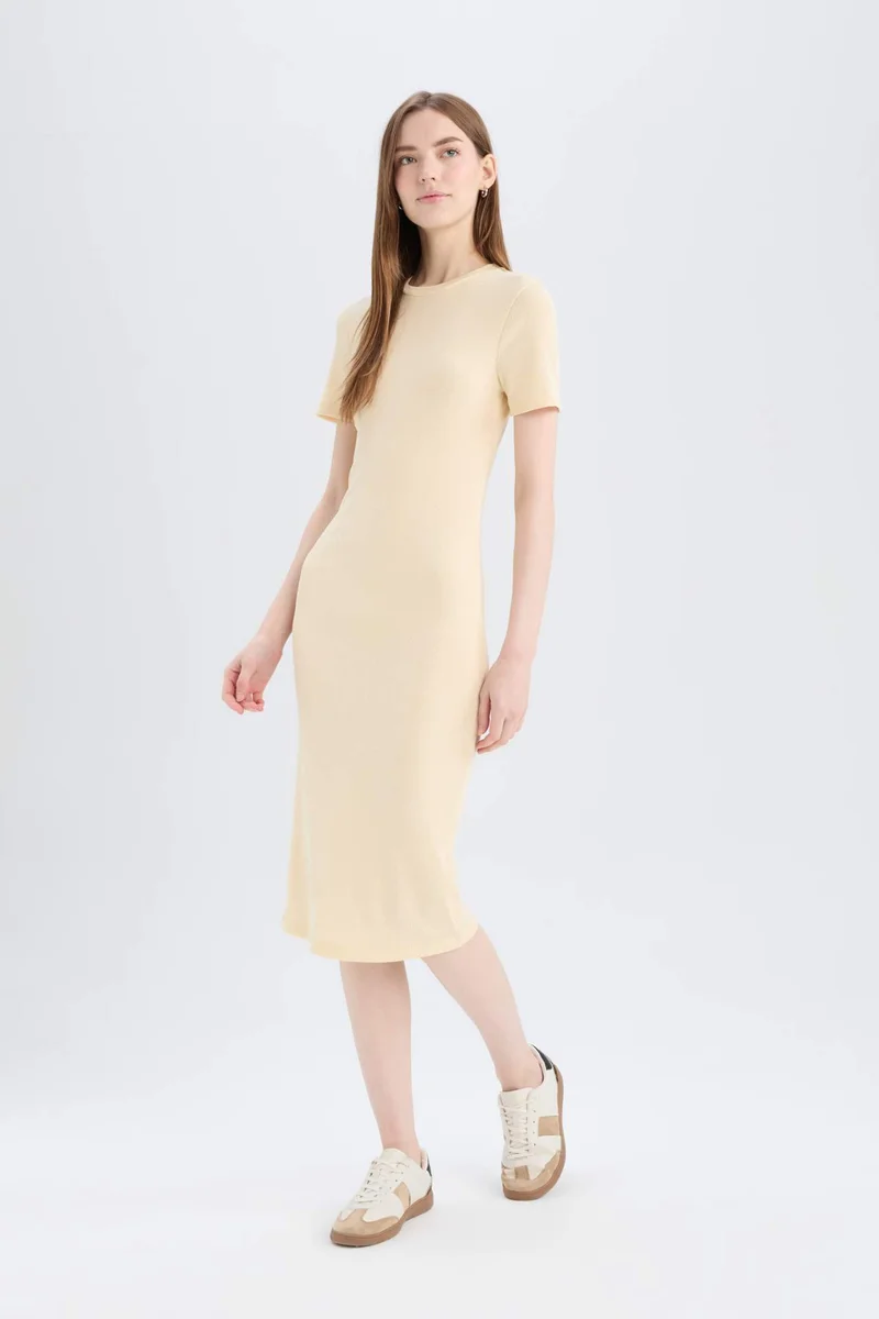DeFacto Bodycon Crew Neck Camisole Midi Dress