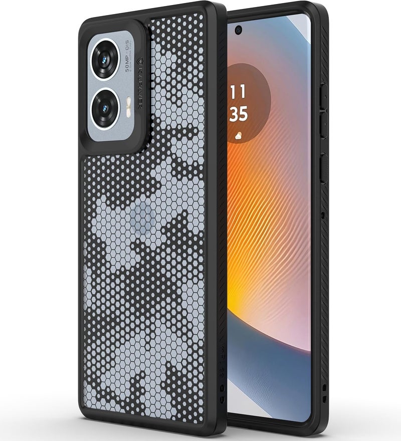 KAPAVER GPS Edition Back Cover Case Compatible for Motorola Edge 50 Fusion/Motorola G85 5G / Motorola G96 5G (PC + TPU) (Honeycomb-Black) - Image 1