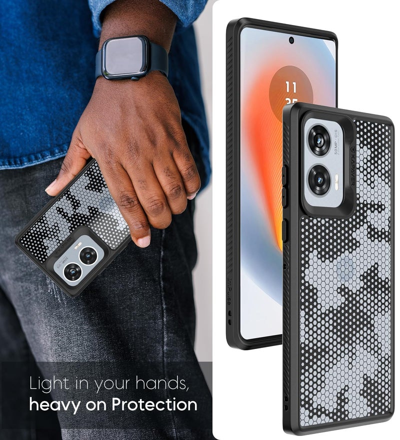 KAPAVER GPS Edition Back Cover Case Compatible for Motorola Edge 50 Fusion/Motorola G85 5G / Motorola G96 5G (PC + TPU) (Honeycomb-Black) - Image 5