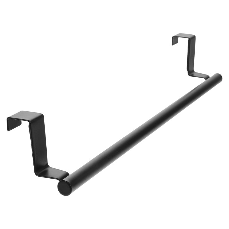 Stainless Steel Over Door Towel Rack Single Bar Black - Image 2