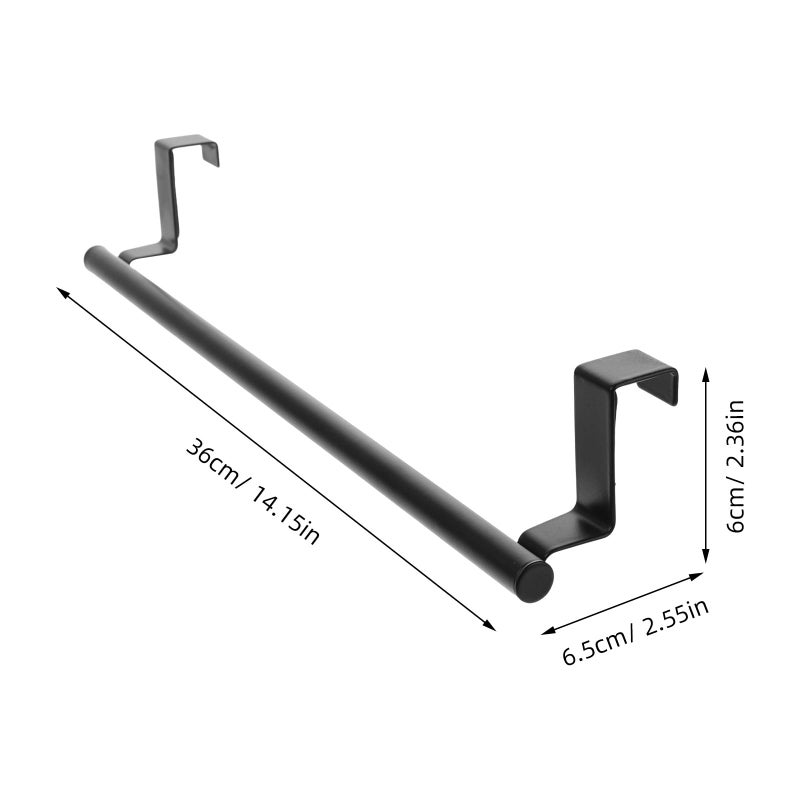 Stainless Steel Over Door Towel Rack Single Bar Black - Image 3