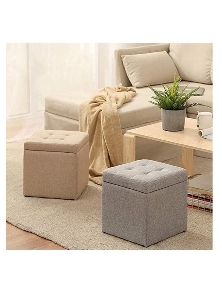 "مقعد مسند للقدمين على شكل مكعب عثماني قابل للطي مع بطانة من الإسفنج الذكي - تصميم موفر للمساحة للاستخدام متعدد الأغراض" - Image 4