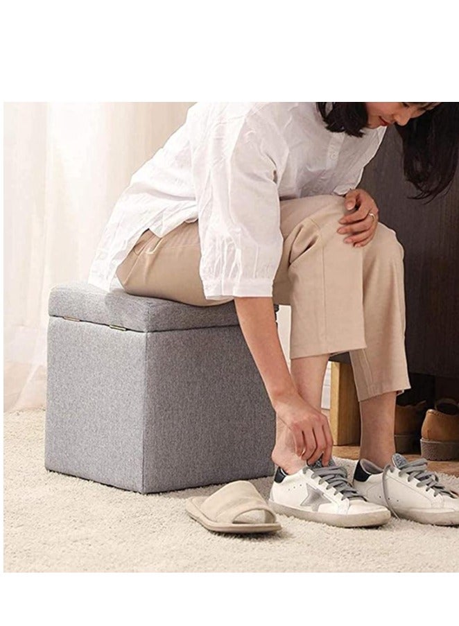 "مقعد مسند للقدمين على شكل مكعب عثماني قابل للطي مع بطانة من الإسفنج الذكي - تصميم موفر للمساحة للاستخدام متعدد الأغراض" - Image 3