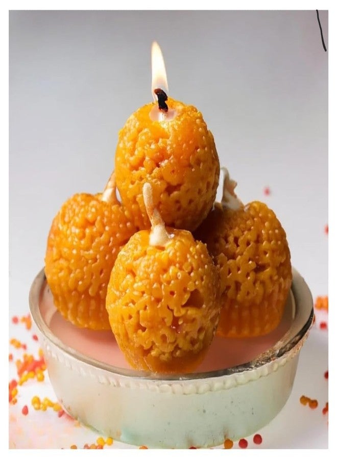 SCIIAN Motichoor Ladoo Candle | Scented Candle | 100% Soy Wax | Hand Poured Decorative Candle | Perfect Diwali Gift Pack | Decorative Candles | Ladoo Candles for Home Decor (Pack of 6) - Image 1