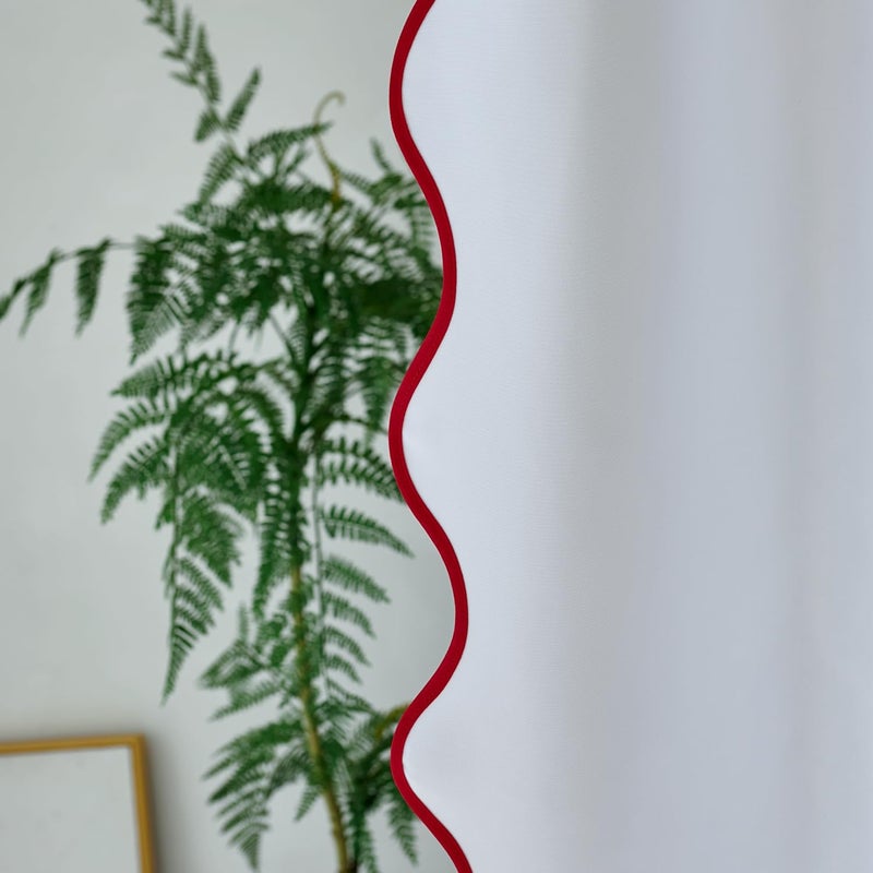 youngseahome نسيج يونغسوم أبيض مع ستارة دش حدودية حمراء حمر - Image 3