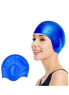Dolphin Silicone Swim Cap With Ear Protection 3D Waterproof For Adult, Blue Sky  - Image 1