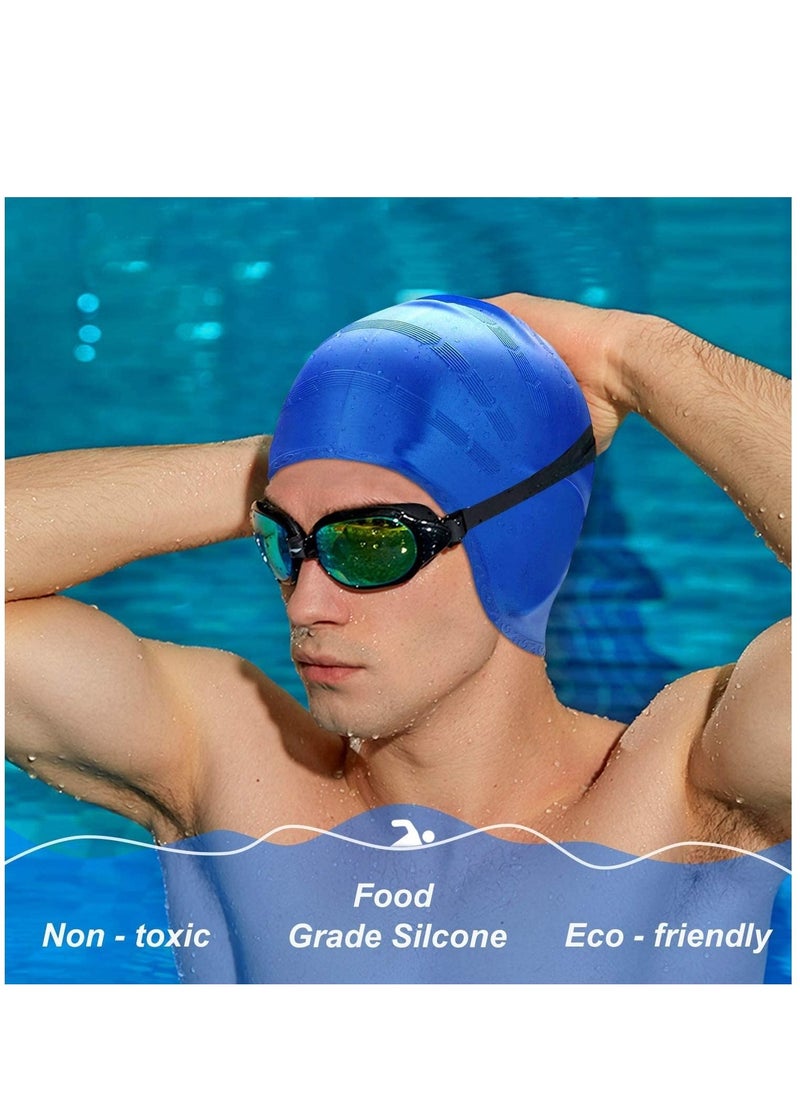Dolphin Silicone Swim Cap With Ear Protection 3D Waterproof For Adult, Blue Sky  - Image 5