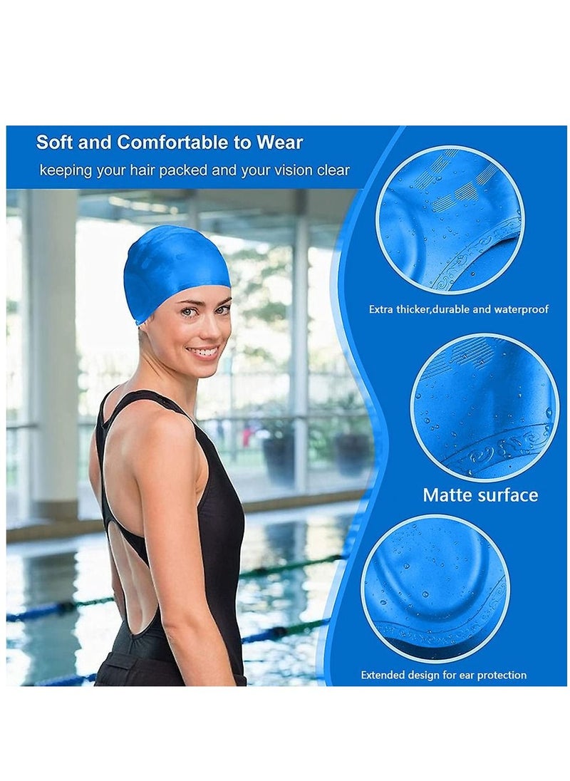 Dolphin Silicone Swim Cap With Ear Protection 3D Waterproof For Adult, Blue Sky  - Image 4