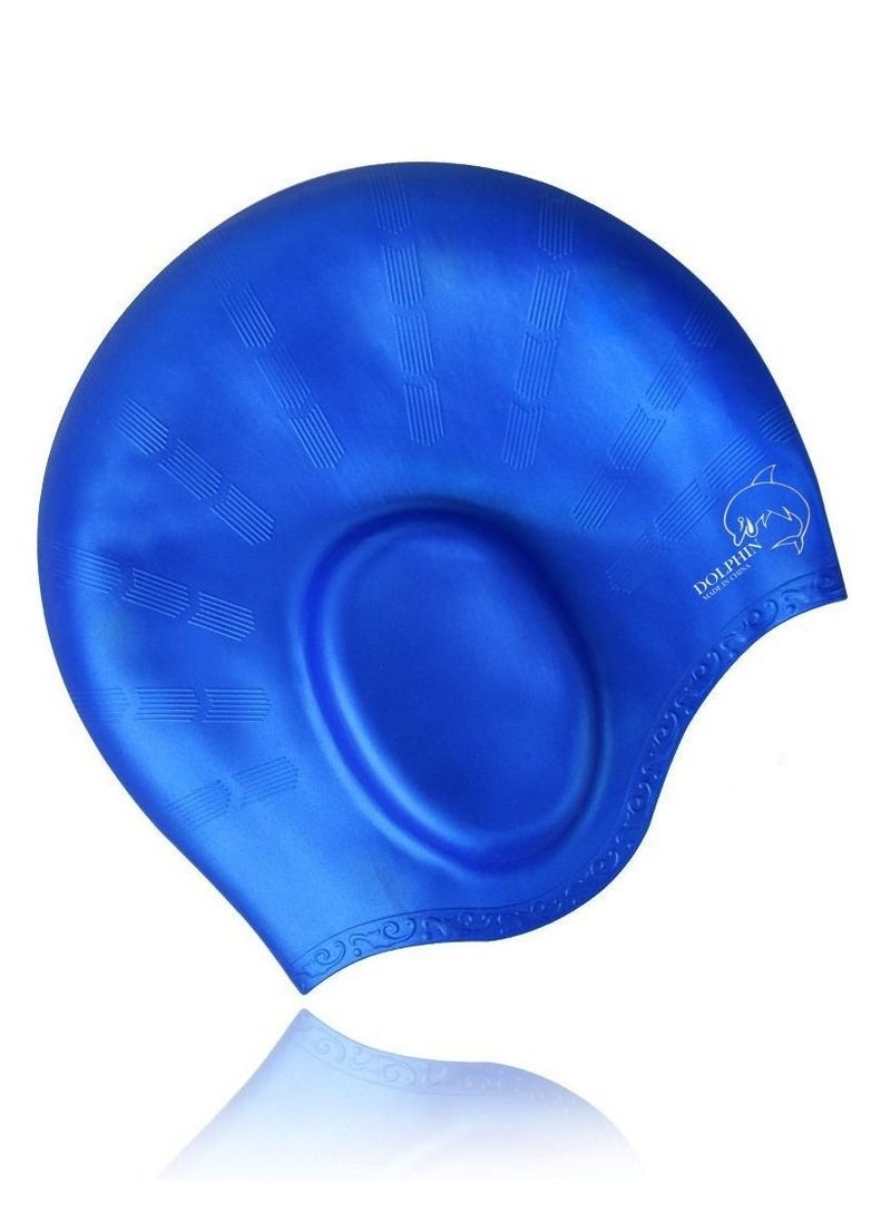Dolphin Silicone Swim Cap With Ear Protection 3D Waterproof For Adult, Blue Sky  - Image 2