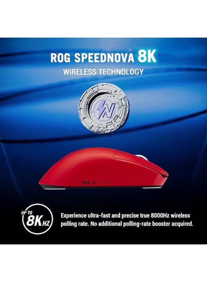 ASUS ROG Harpe II Ace Wireless Esports Gaming Mouse – Pro-Tested, Right-Handed, 48g Lightweight, Tri-Mode Connectivity, 42K DPI, 8K Polling, 101Hr Battery, Web-Based Tool, PC/Mac Support – Lava Red - Image 5