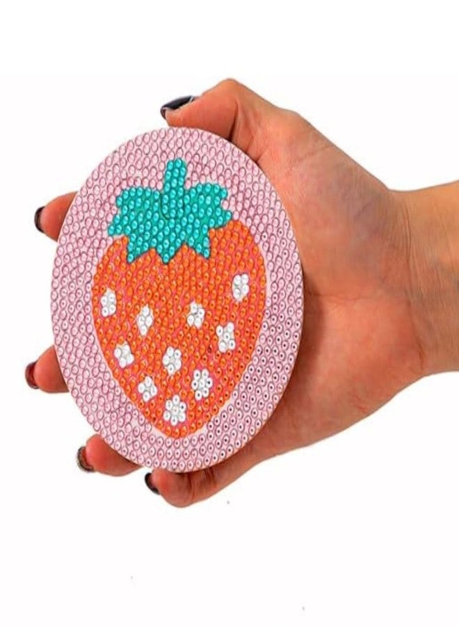 CRAFT MATE CRAFTMATE Diamond Painting Coasters Kit | 6 Pieces Fruity Fun Mandala Diamond Art Coasters with Holder for Beginners, 4 inch - Image 2
