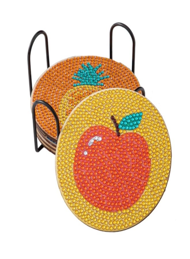 CRAFT MATE CRAFTMATE Diamond Painting Coasters Kit | 6 Pieces Fruity Fun Mandala Diamond Art Coasters with Holder for Beginners, 4 inch - Image 3