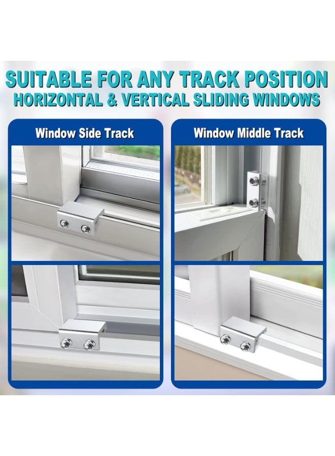 Sliding Window Locks (6 Sets), Security Window Locks with Keys, Adjustable Aluminum Sliding Window Stops, Easy Installation Without Drilling, for Vertical and Horizontal Sliding Windows (Silver) - Image 3