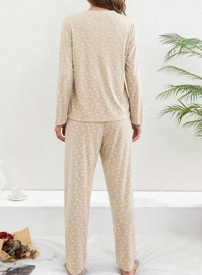 Take Two Take Two Ditsy Heart Print T-Shirt and Pyjama Set