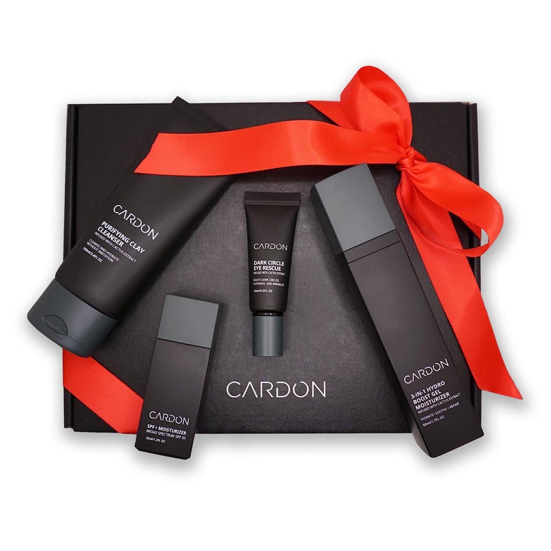 Cardon Limited Edition Men's Skincare Gift Set, Cardon Anti-Aging Korean Skincare Routine, Cactus-based, All Skin Types, Face Wash, Face Moisturizer with Sunscreen, SPF 30, Night Lotion, Eye Cream (4 CT) - Image 1