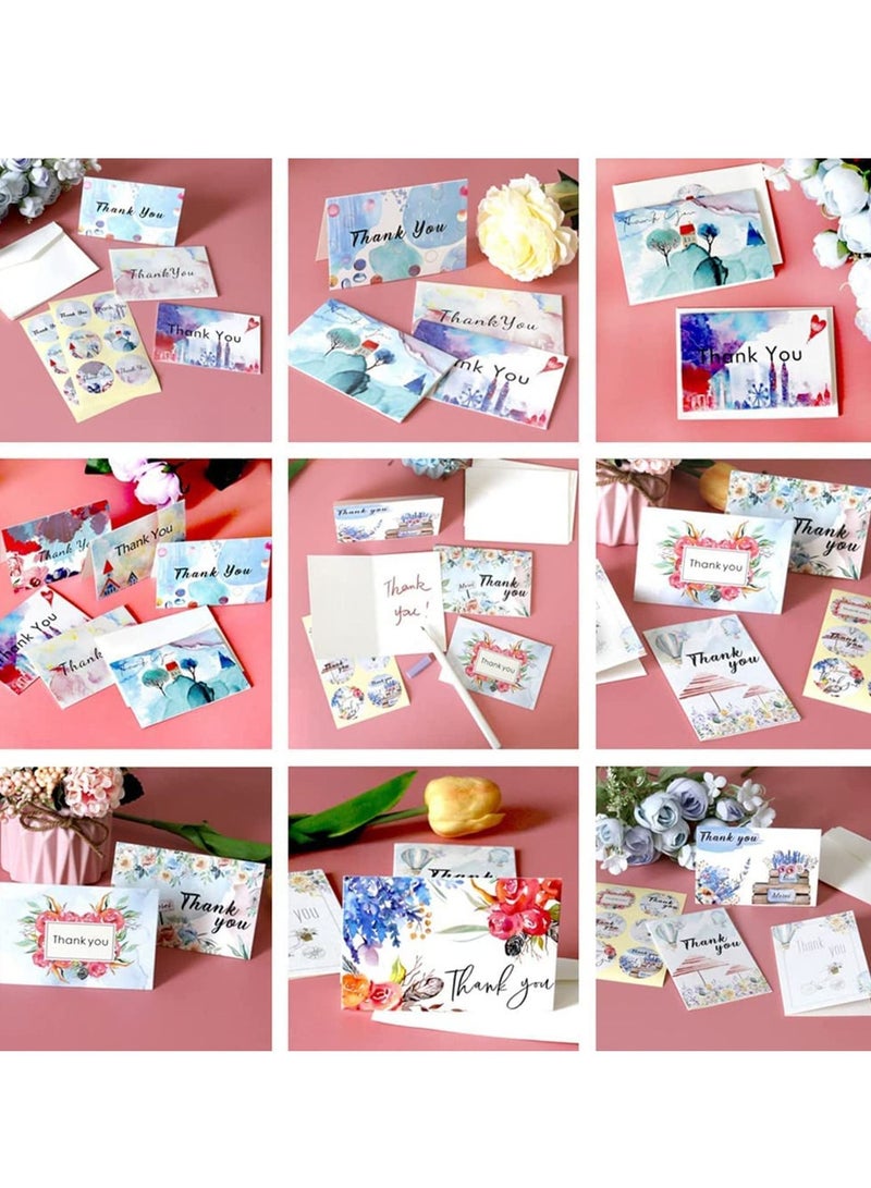 SYOSI 24 Pcs Thank You Cards Set with Envelopes and Stickers, Designs Elegant Small Notecards Gift , Blank Inside Bulk Tie Dye Greeting for Weddings Birthday (4 x 2.75 inch) - Image 3