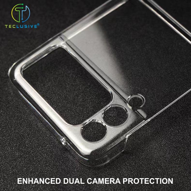 T TECLUSIVE Plastic Luxury Slim Transparent Case Cover Compatible For Galaxy Flip 4|Shockproof Protective Hard Clear Transparent Cover With Camera Protection For Galaxy Z Flip 4 - Image 3