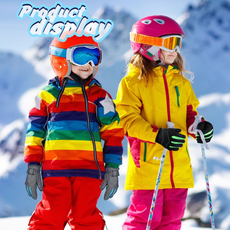 Newcotte 3 Pairs Winter Snow Gloves Kids Waterproof Long Cuff Ski Gloves Warm Mittens for Boys Girls Toddler Outdoor(Warm Style,Aged 4-6) - Image 2