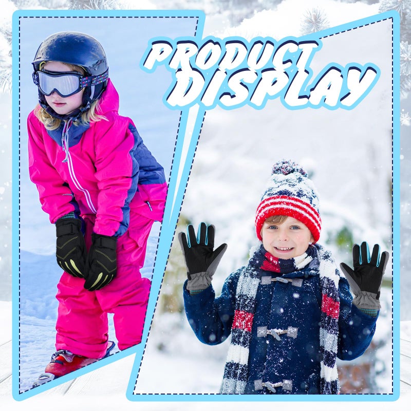 Newcotte 3 Pairs Winter Snow Gloves Kids Waterproof Long Cuff Ski Gloves Warm Mittens for Boys Girls Toddler Outdoor(Warm Style,Aged 4-6) - Image 5