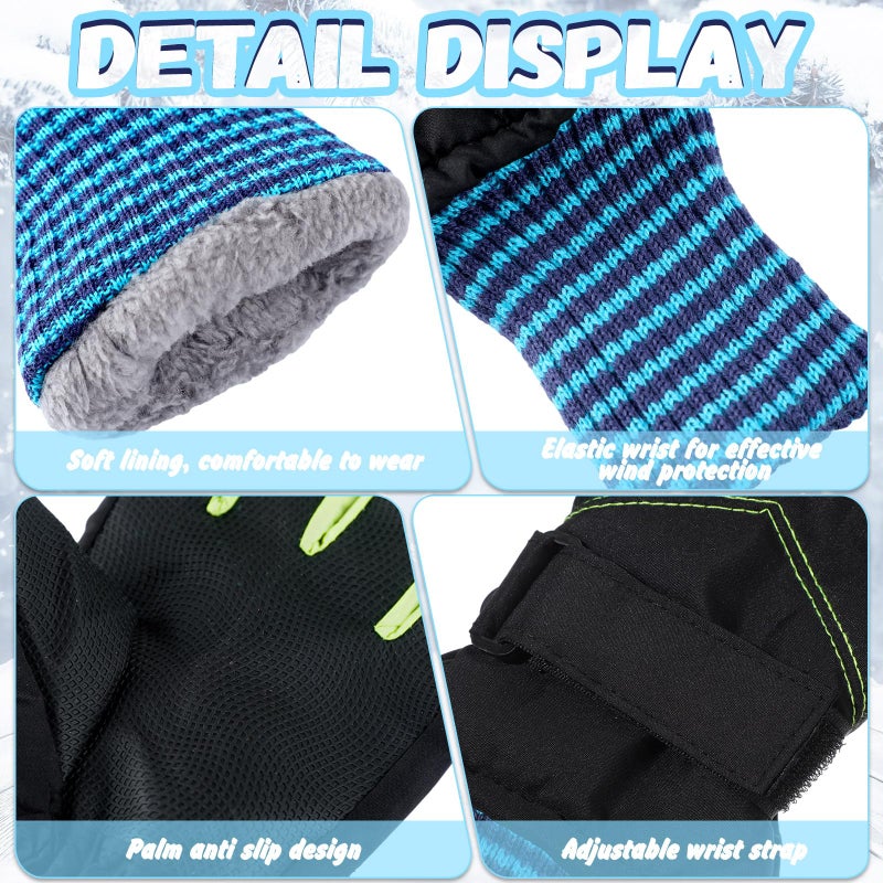 Newcotte 3 Pairs Winter Snow Gloves Kids Waterproof Long Cuff Ski Gloves Warm Mittens for Boys Girls Toddler Outdoor(Warm Style,Aged 4-6) - Image 4