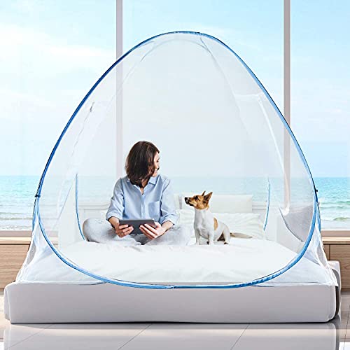 CR18 COLLECTION CR18 COLL:ECTION Big Size Trending Mosquito Net Premium Polyester Foldable, Double Bed King Size, Strong 30GSM, PVC Coated Steel (L205cm X W205cm X H150cm) Multicolor - Image 1