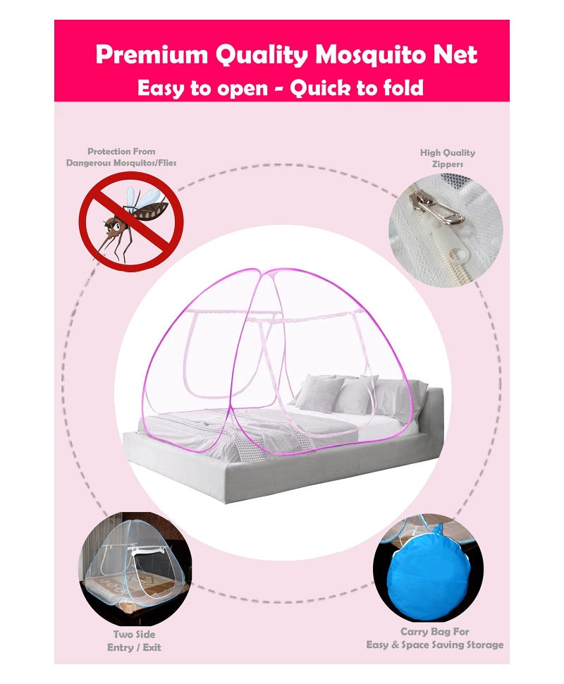CR18 COLLECTION CR18 COLL:ECTION Big Size Trending Mosquito Net Premium Polyester Foldable, Double Bed King Size, Strong 30GSM, PVC Coated Steel (L205cm X W205cm X H150cm) Multicolor - Image 3