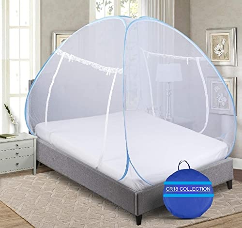 CR18 COLLECTION CR18 COLL:ECTION Big Size Trending Mosquito Net Premium Polyester Foldable, Double Bed King Size, Strong 30GSM, PVC Coated Steel (L205cm X W205cm X H150cm) Multicolor - Image 2