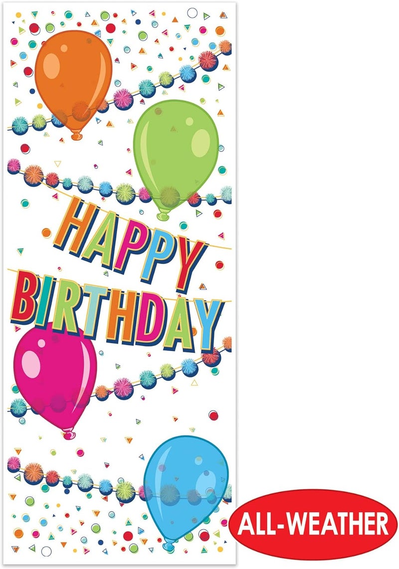 Beistle 2 Piece Colorful Plastic Happy Birthday Door Covers Decorations for Bday IndoorOutdoor Use 6 x 30 Multicolor - Image 3