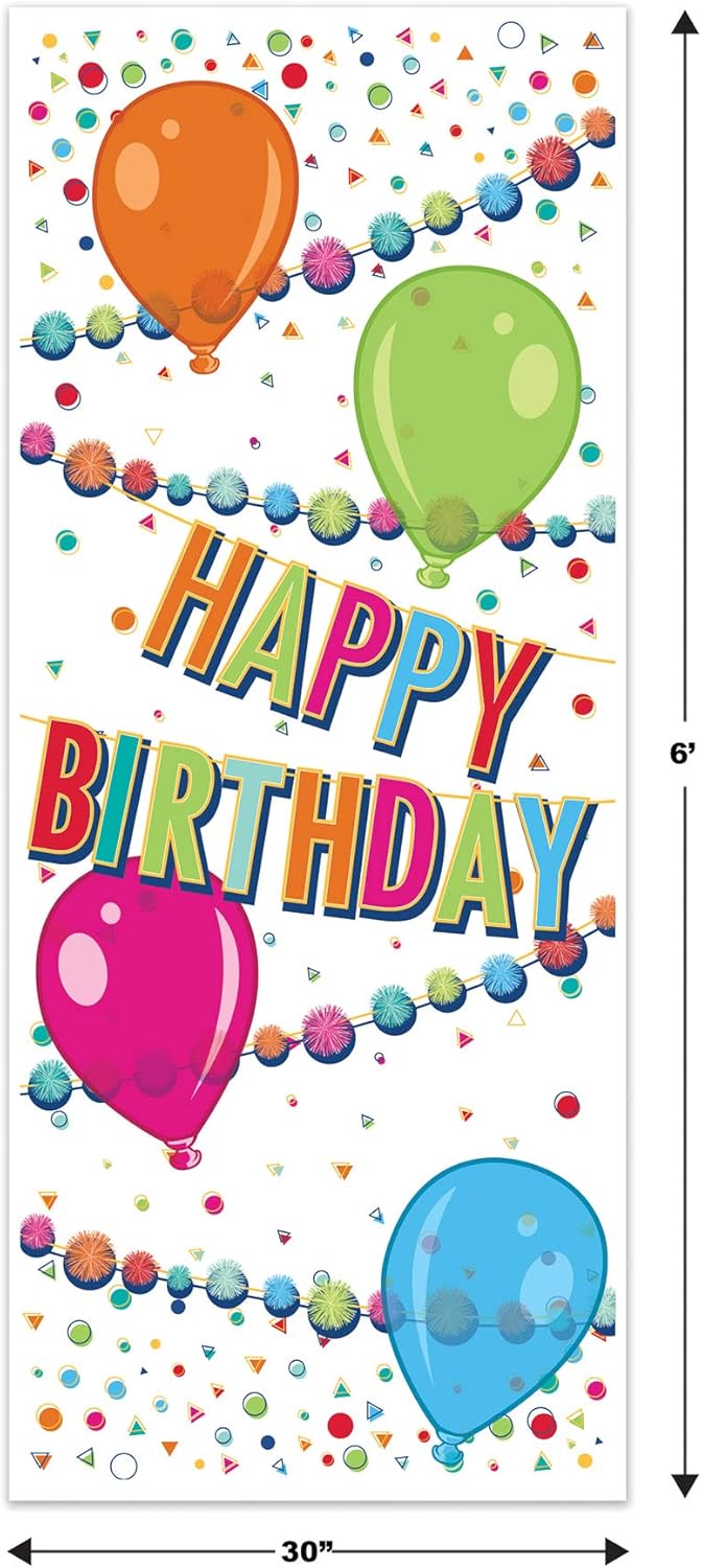 Beistle 2 Piece Colorful Plastic Happy Birthday Door Covers Decorations for Bday IndoorOutdoor Use 6 x 30 Multicolor - Image 2