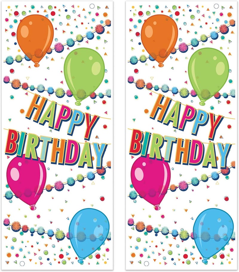 Beistle 2 Piece Colorful Plastic Happy Birthday Door Covers Decorations for Bday IndoorOutdoor Use 6 x 30 Multicolor - Image 1