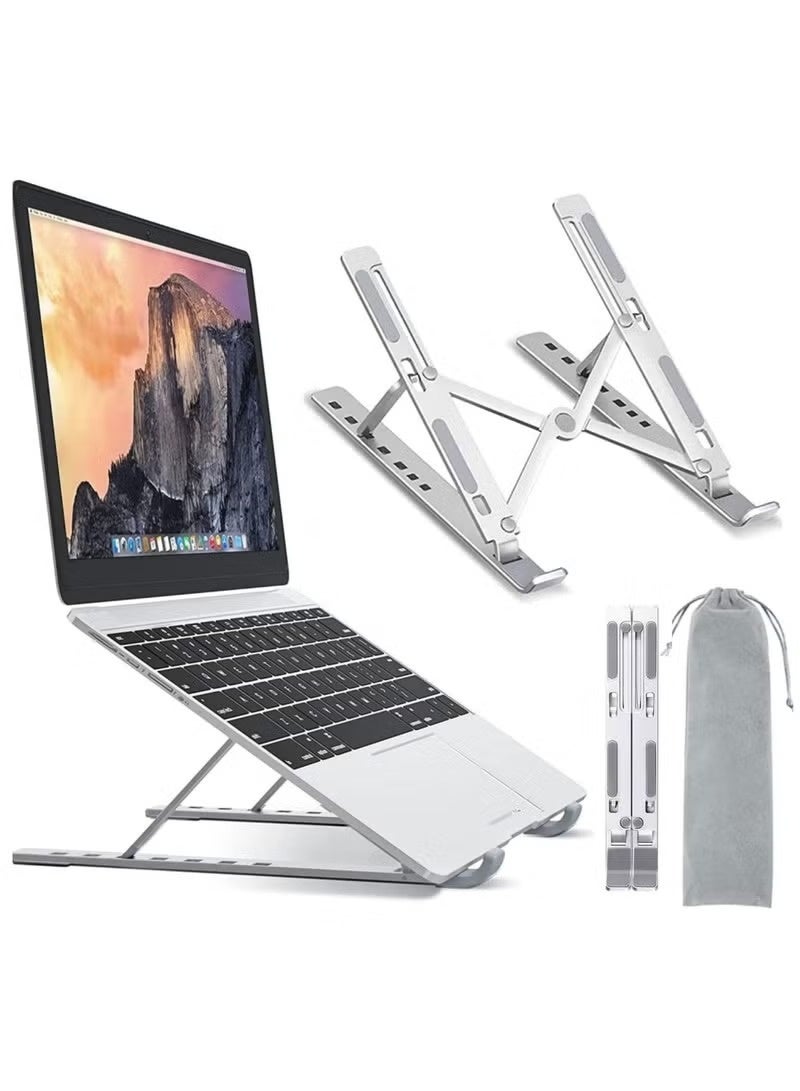 Laptop Stand for Desk Adjustable Laptop Riser Aluminum Alloy Foldable Portable Laptop Holder Ventilated Cooling Notebook Stand for MacBook Pro Air Lenovo Dell HP Laptops and Table - Image 1
