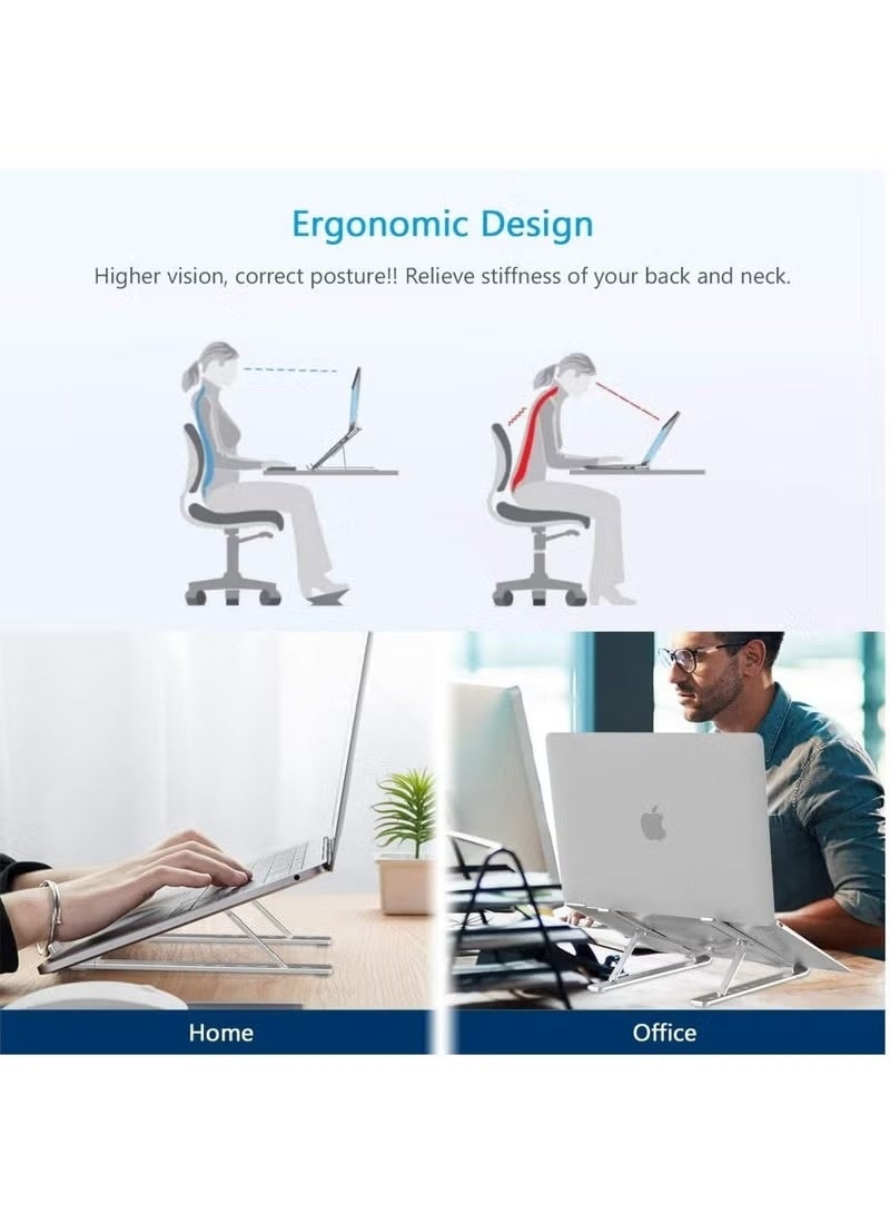 Laptop Stand for Desk Adjustable Laptop Riser Aluminum Alloy Foldable Portable Laptop Holder Ventilated Cooling Notebook Stand for MacBook Pro Air Lenovo Dell HP Laptops and Table - Image 3