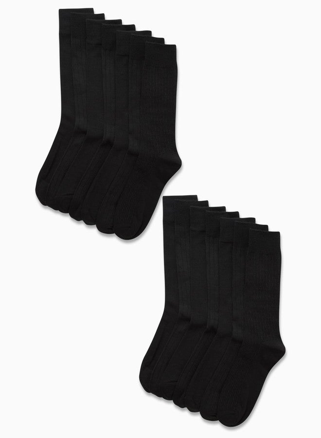 Van Heusen Men's Dress Socks - Lightweight Mid-Calf Crew Dress Socks (14 Packs), Size 6-12.5, Pure Black - Image 2