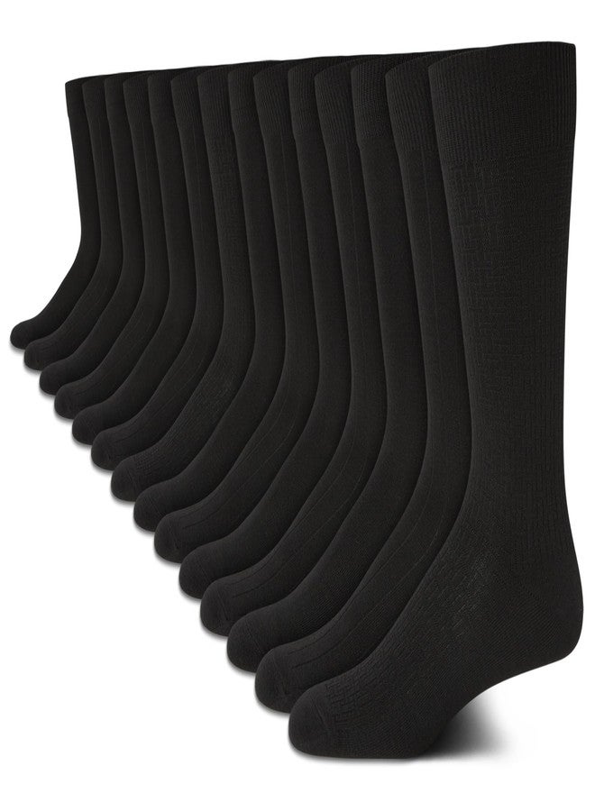 Van Heusen Men's Dress Socks - Lightweight Mid-Calf Crew Dress Socks (14 Packs), Size 6-12.5, Pure Black - Image 1