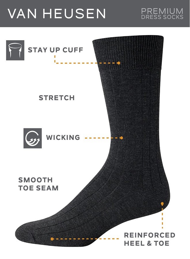Van Heusen Men's Dress Socks - Lightweight Mid-Calf Crew Dress Socks (14 Packs), Size 6-12.5, Pure Black - Image 3