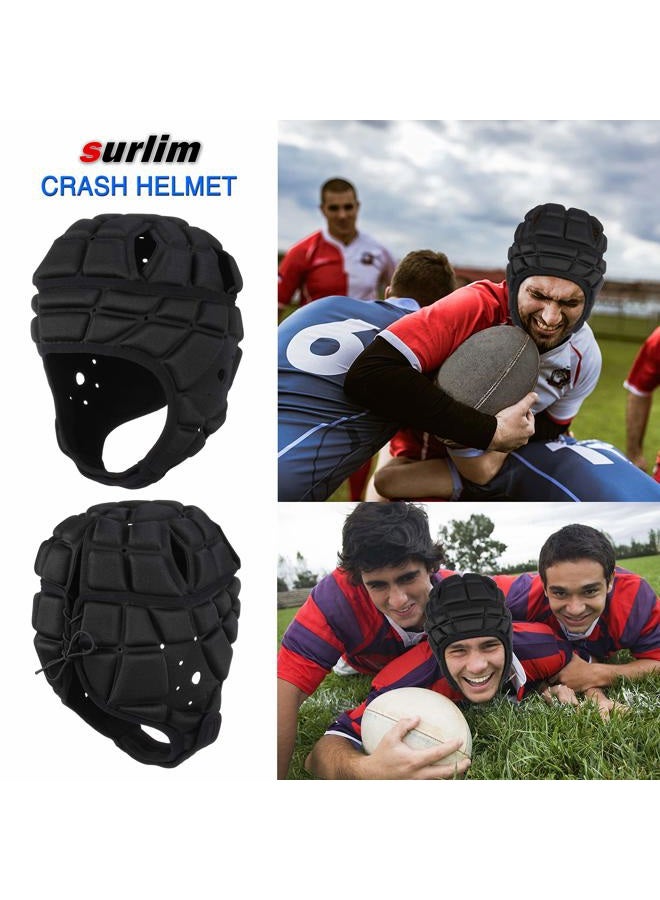 Surlim Rugby Soft Helmet Soccer Headgear Scrum Cap 7v7 Flag Football Headguard for Adult Large (Black) - Image 5
